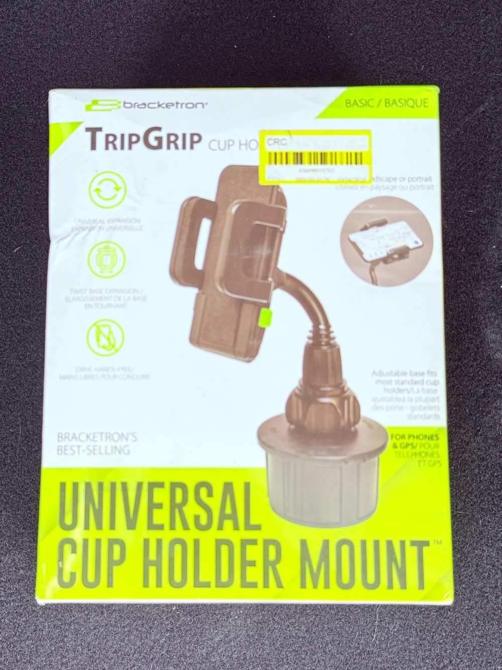 Bracketron TripGrip Universal Cup Holder Mount, an adjustable in-car smartphone